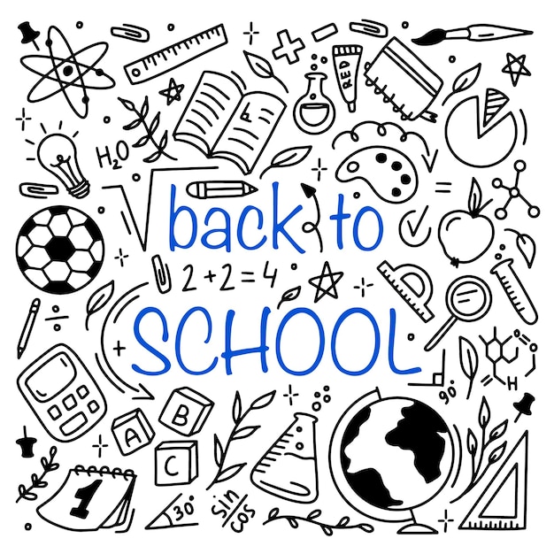 Vector back to school. school clipart. sketch vector hand drawn doodle set of school objects and symbols