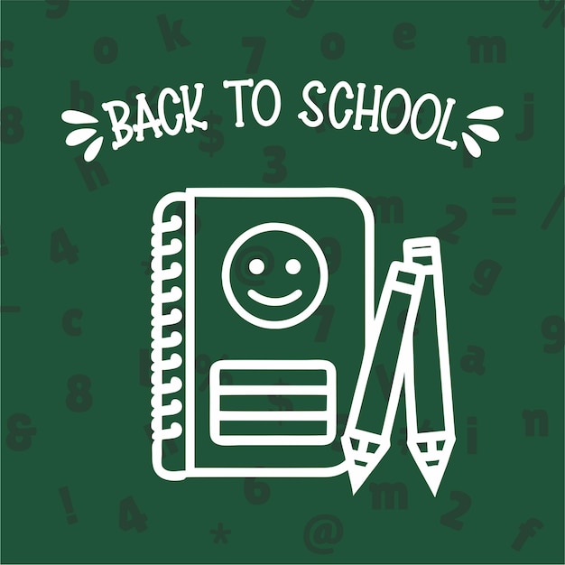 Back to school school supplies notepad notebook blackboard chalk