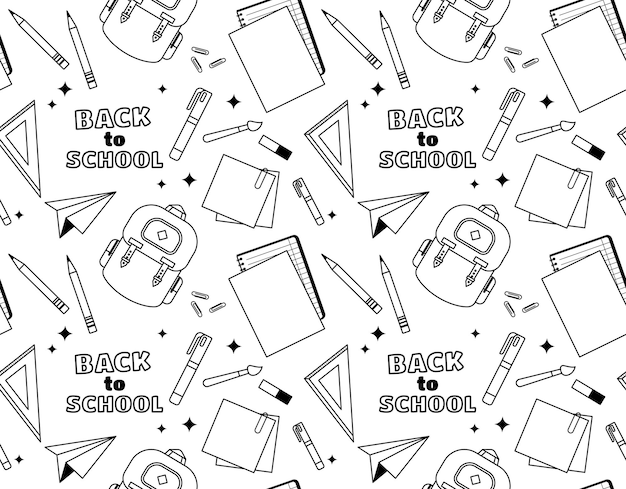 Vector back to school seamless pattern line