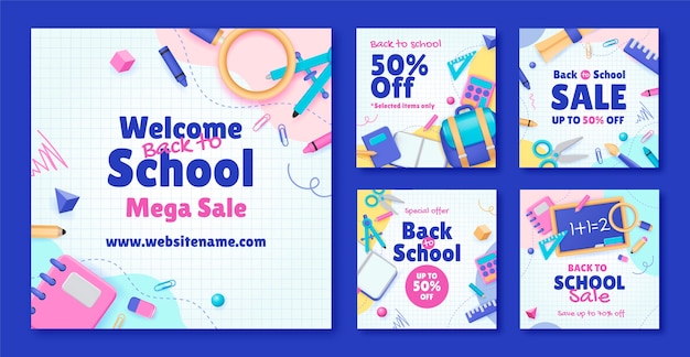 Back to school season instagram posts collection