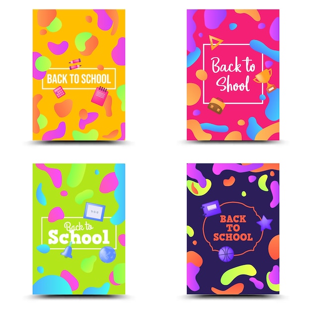 Vector back to school set banner colorful geometric