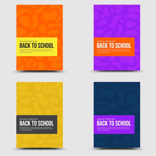 Back to school set banner colorful geometric