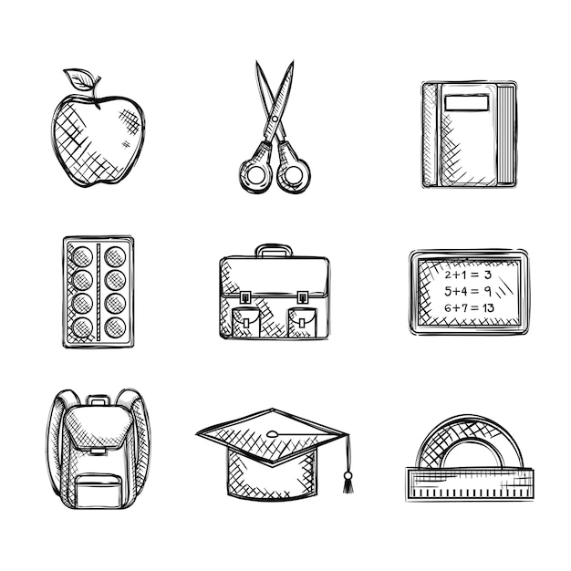 Vector back to school set icons drawings vector illustration design