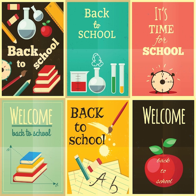 Vector back to school set of illustrations