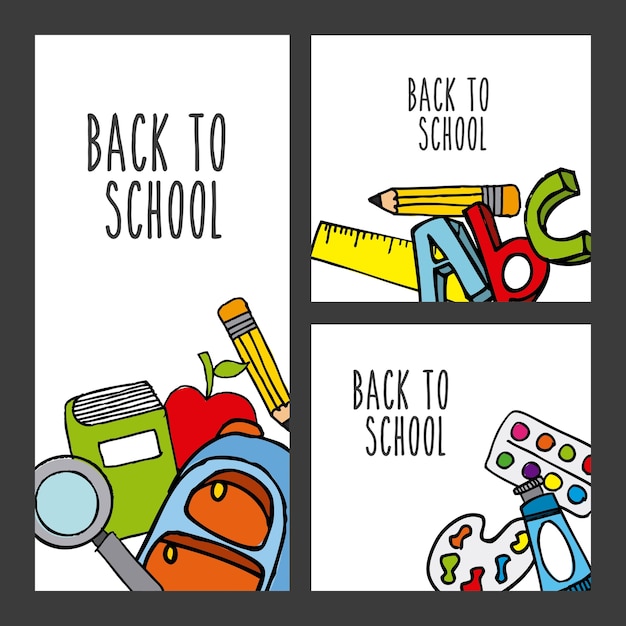 back to school set supplies icon