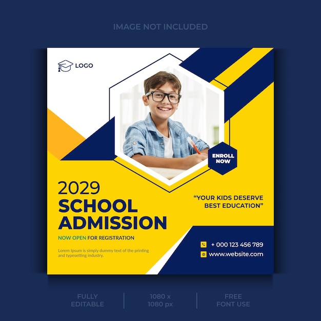 Back to school social flyer design School admission social media post template