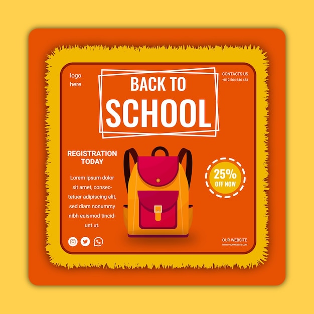 Back to school social media admission post design template