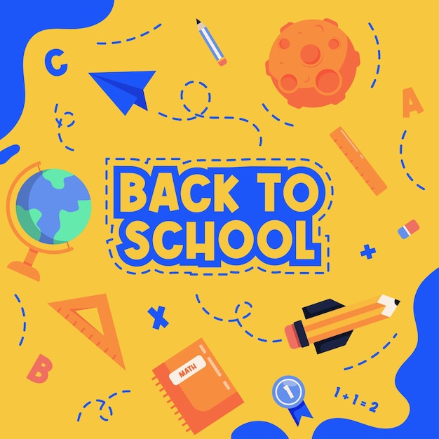 Back to school social media banner illustration template