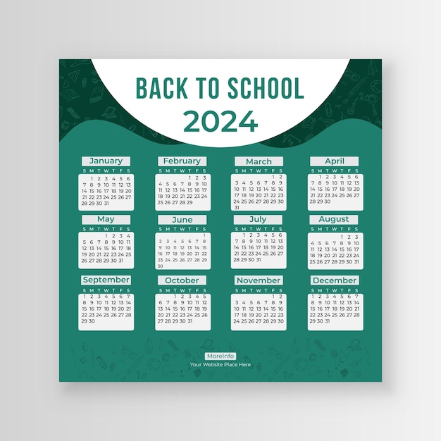 Premium Vector Back to school social media calendar 2024 for your child