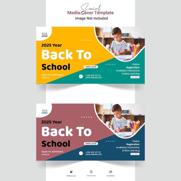 Back to school social media cover templateschool admission social media cover design