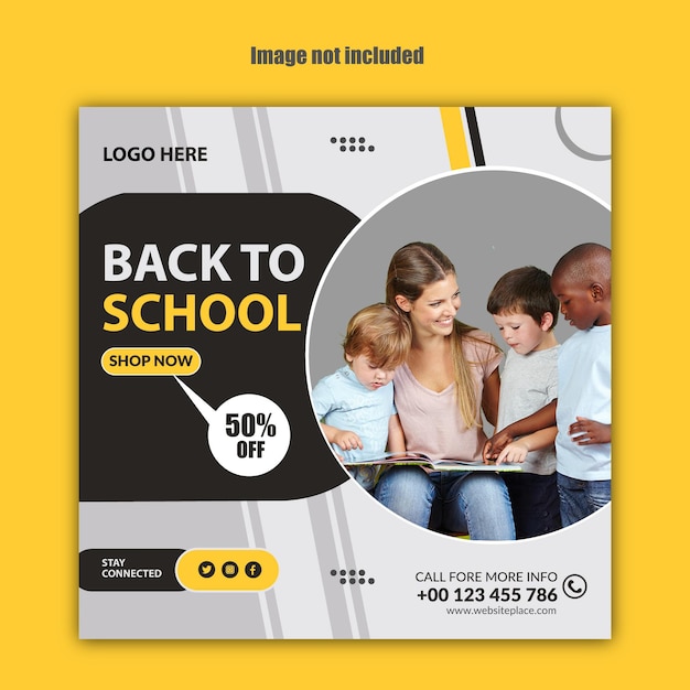 Back to school social media instagram banner post template