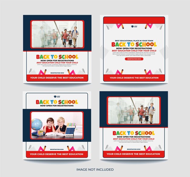 Vector back to school social media post banner school admission template