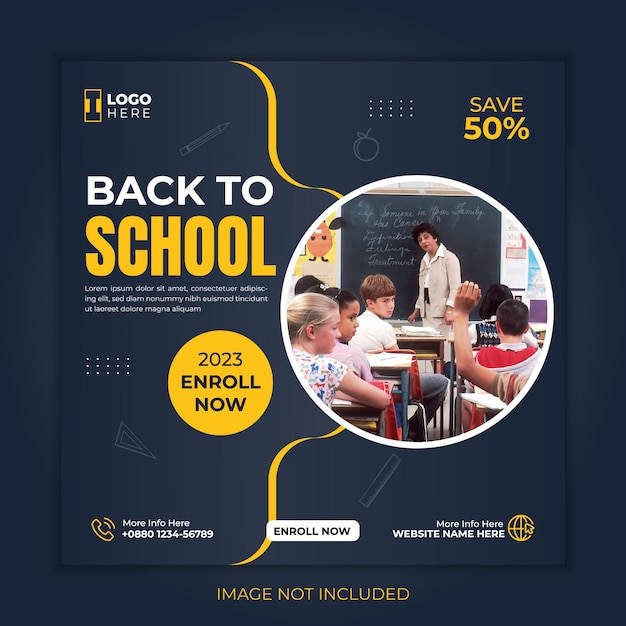 Back to school social media post banner template