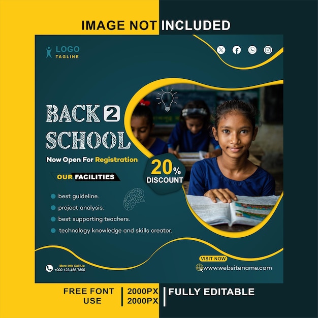 Back to school social media post banner template