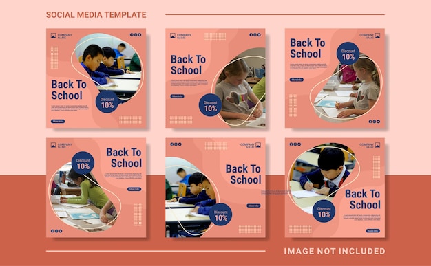 Vector back to school social media post collection template