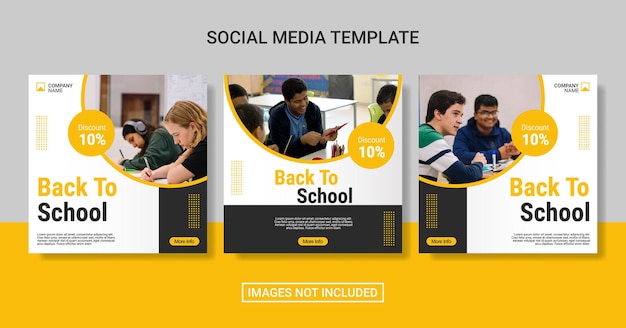 Back to school social media post collection template