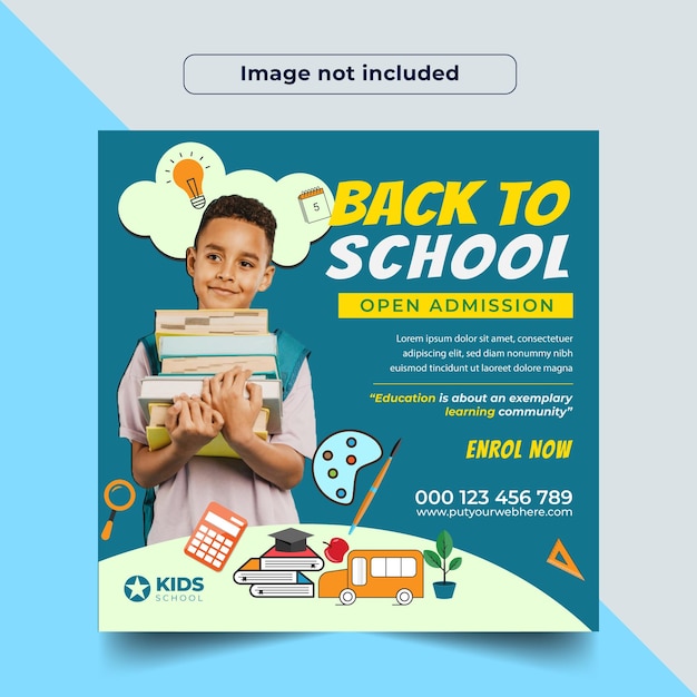 Back To School Social Media Post Design Template, School admission banner design.