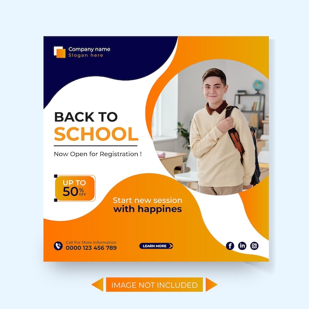 Back to school social media post design template