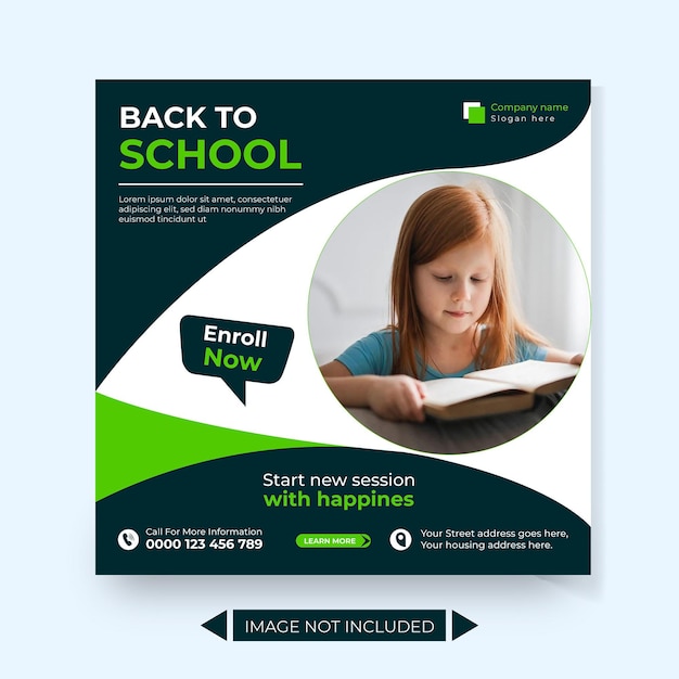 Back to school social media post design template