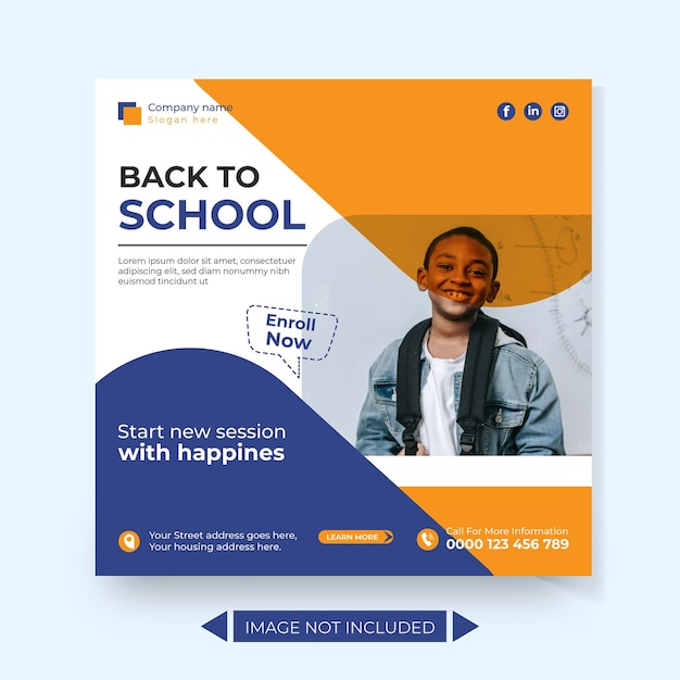 Back to school social media post design template