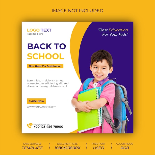 Back to school social media post design template