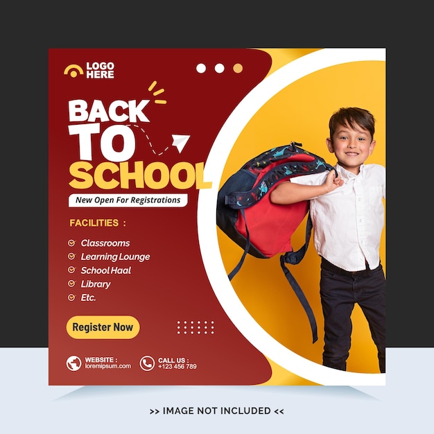 Back to school for social media post or instagram post template and online advertisement