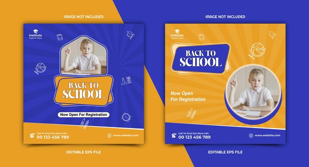 Vector back to school social media post school admission banner template