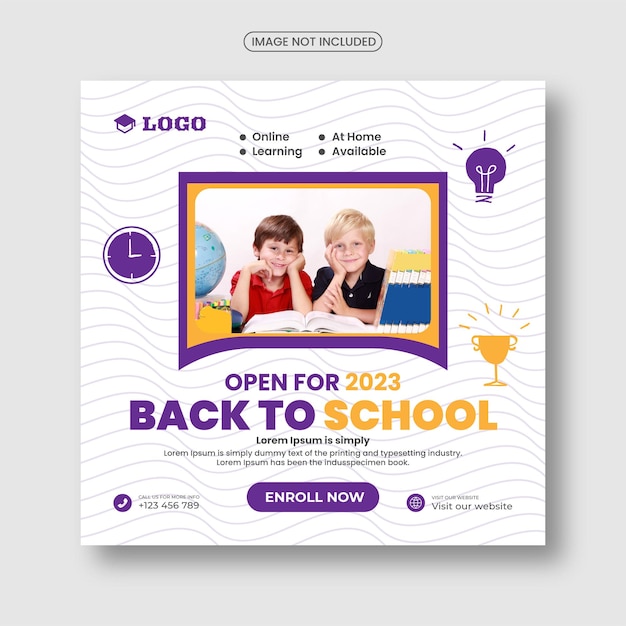 Back-to-school social media post template design For Instagram posts Social media posts