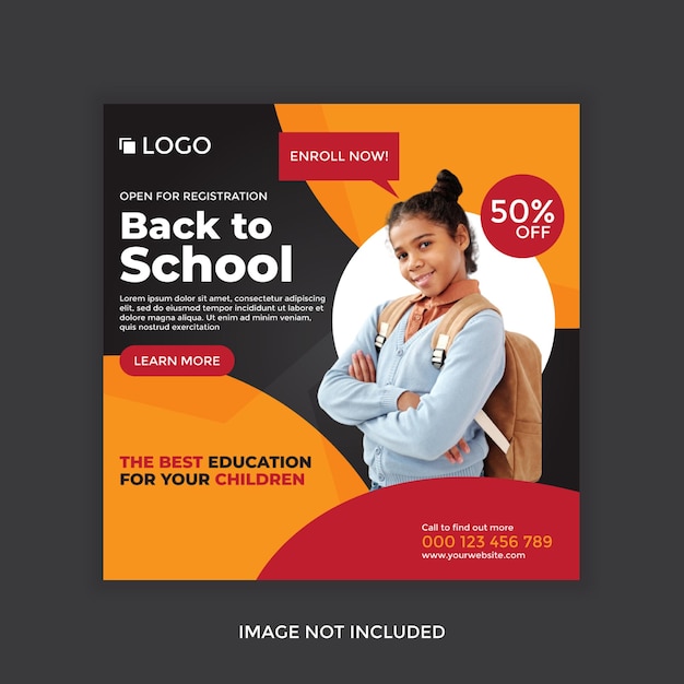 Vector back to school social media post template design for promotion