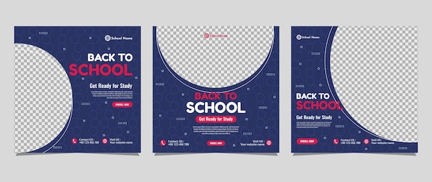 Ritorno a scuola social media post template design per annunci web cartoline messaggi aziendali sconto volantini e grandi striscioni di vendita