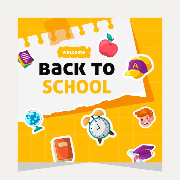 Back to school social media post template design