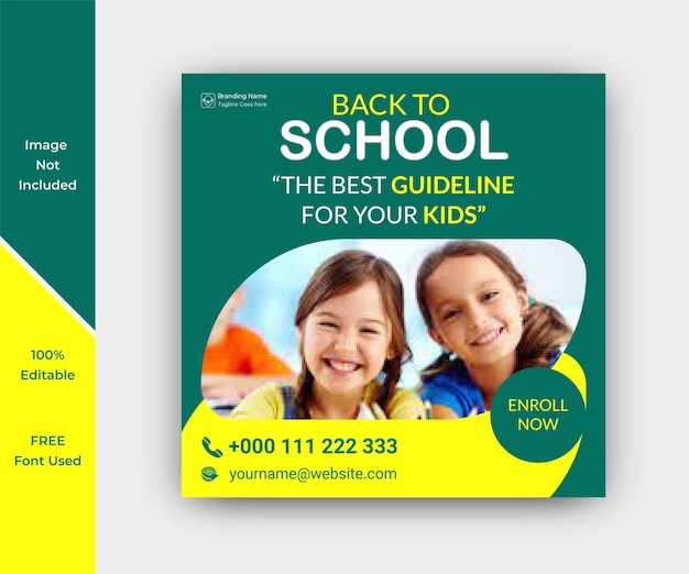 Back to school  social media post and web banner template