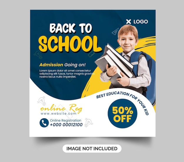 Back to school social media poster template