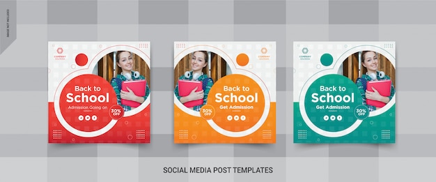 Back to school social media square banners