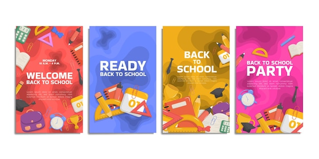 Vector back to school social media stories collection