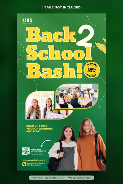 Vector back to school social media story post template