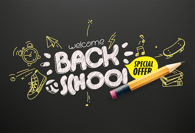 Banner di offerta speciale per il ritorno a scuola