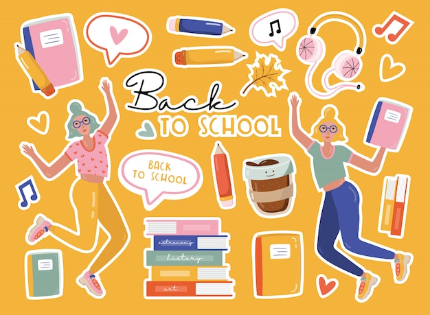 Vector back to school stickers.