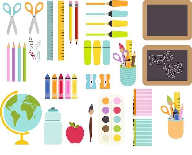 Back to school supplies clipart set