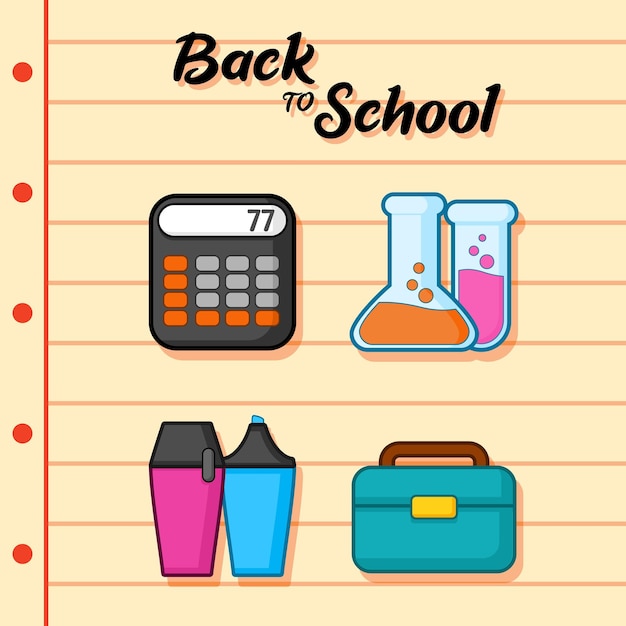 back to school supplies colourful collection