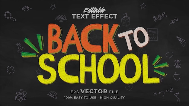 Back to school text effect editable chalkboard text style