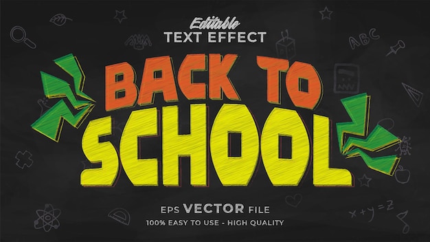 Back to school text effect editable chalkboard text style