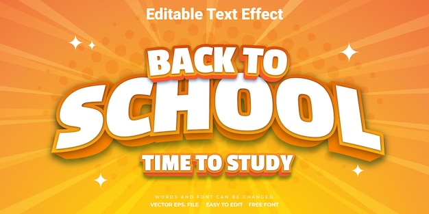 back to school text effect with orange comic background