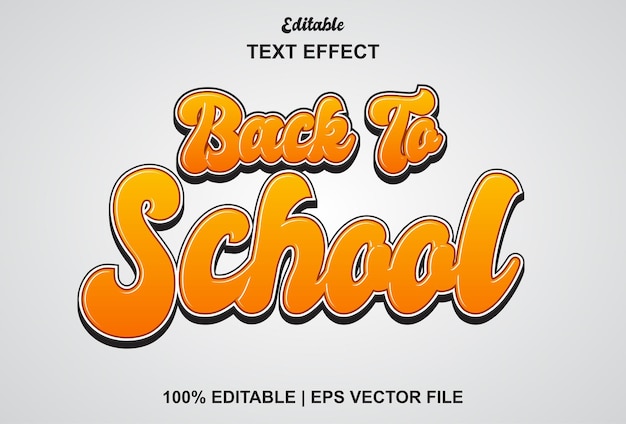 Back to school text effect with orange editable