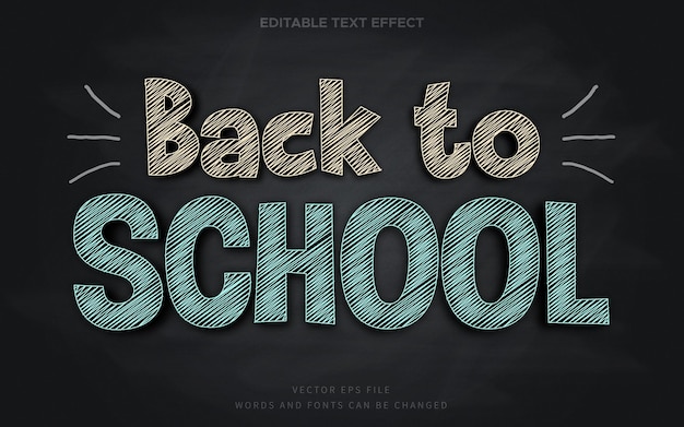 Back to school text effect with sketch chalkboard style