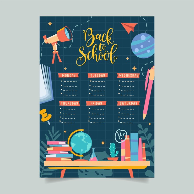 Vector back to school time table template vector