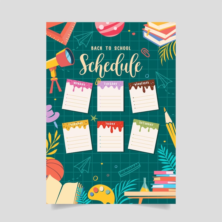 Vector back to school time table template vector