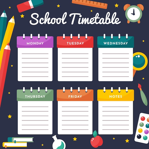 Vector back to school timetable flat design
 ti
