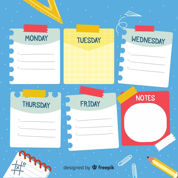 Back to school timetable template