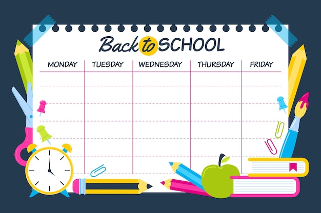 Vector back to school timetable